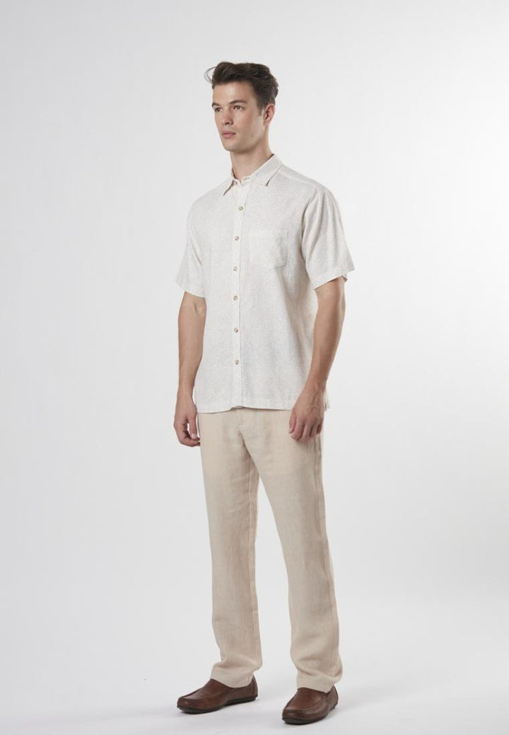 Ryce - Regular Fit Short Sleeve Linen Printed Shirt