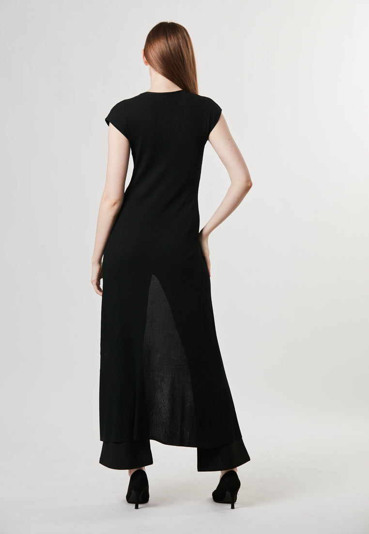 Opal - Machine Knitted maxi dress - Black