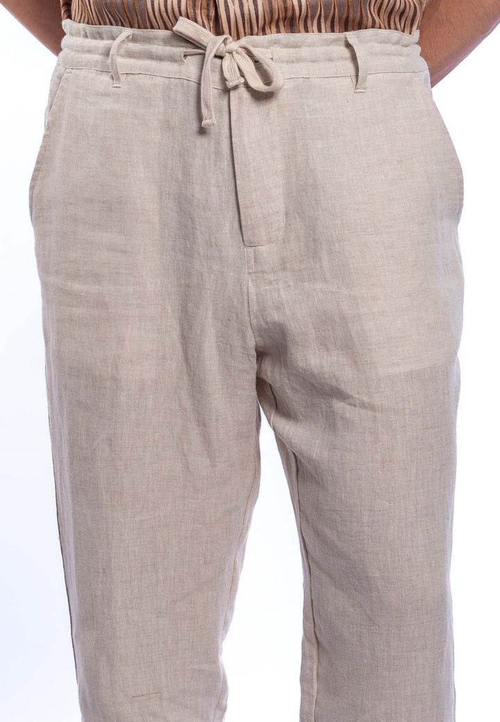 Harish Elastic Waist Drawstring Linen Pants