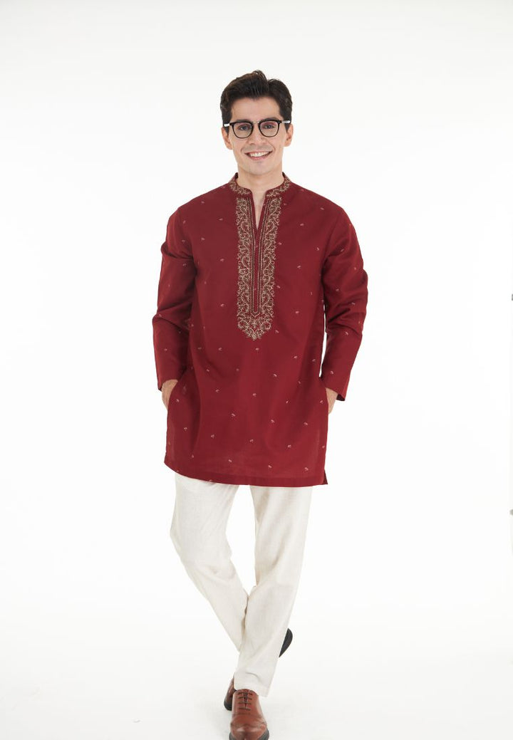 Hayden Stand Collar L/Sleeve Embroidered Kurta