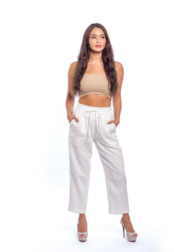 Rita - Pull On Linen Trousers
