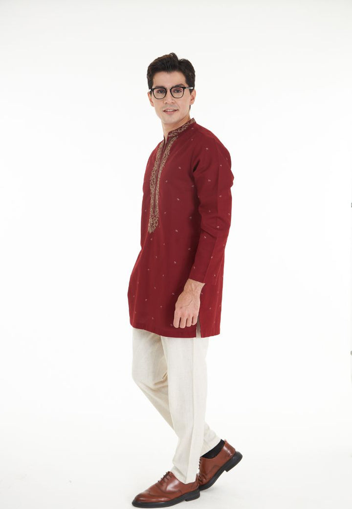 Hayden Stand Collar L/Sleeve Embroidered Kurta