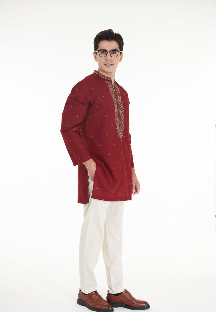 Hayden Stand Collar L/Sleeve Embroidered Kurta