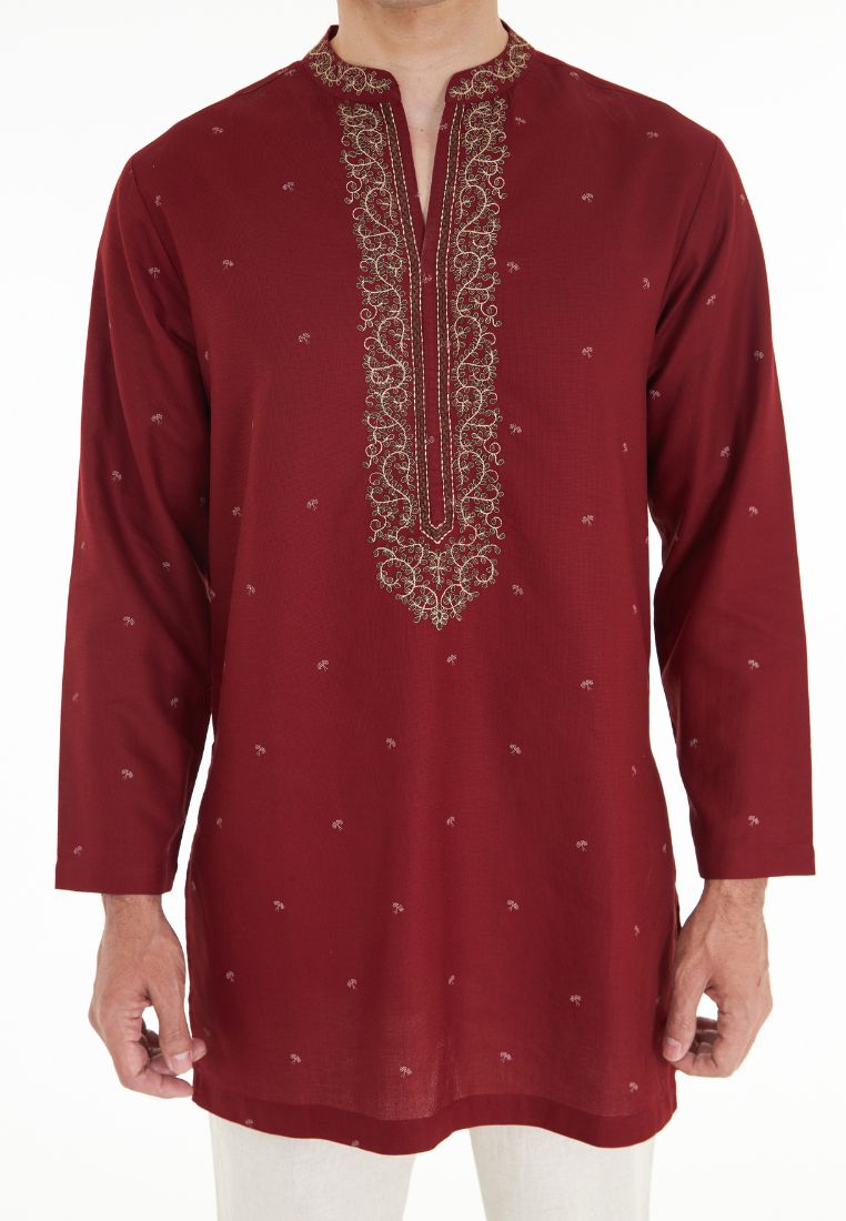 Hayden Stand Collar L/Sleeve Embroidered Kurta