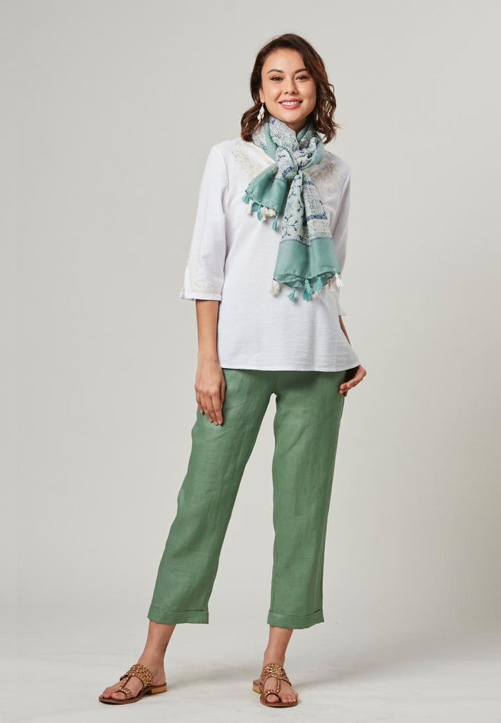 Rita - Semi Fit Ankle Length Linen Pants