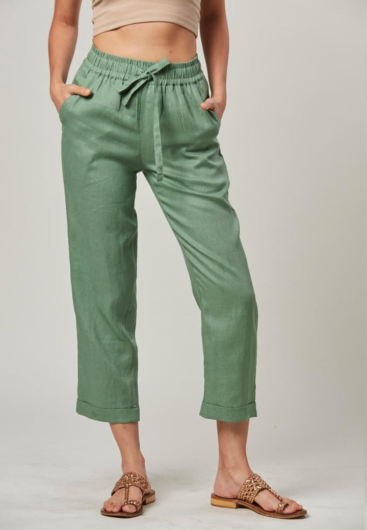 Rita - Semi Fit Ankle Length Linen Pants