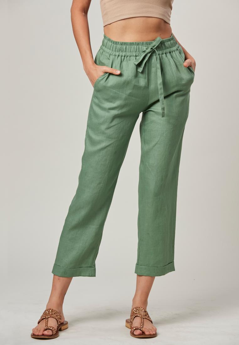 Rita - Semi Fit Ankle Length Linen Pants