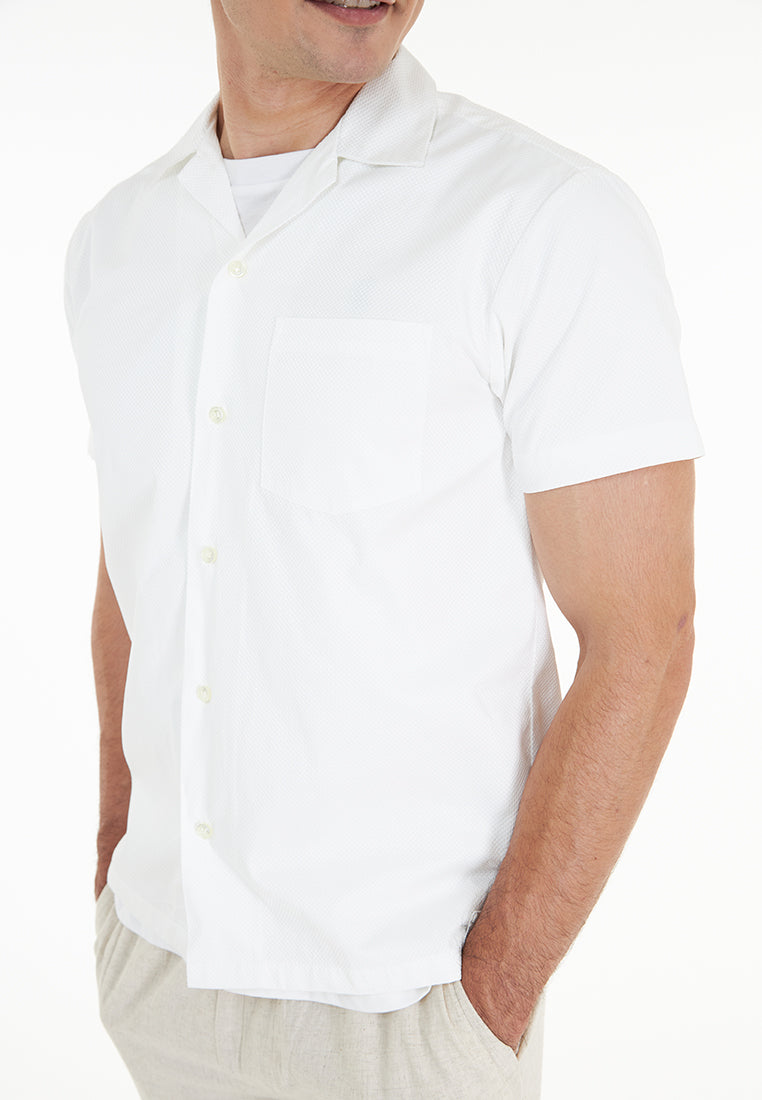 Nolan S/Sleeve Textured Shirt - White