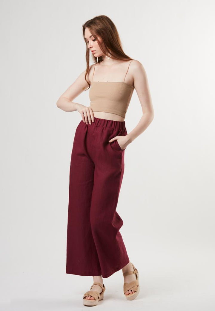 Mia - Pull On Pure Linen Pants