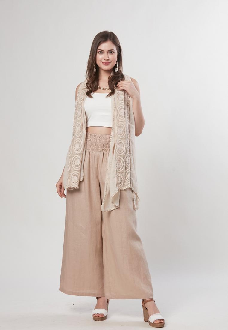 Kay - Pure Linen Pull On Palazzo Pants