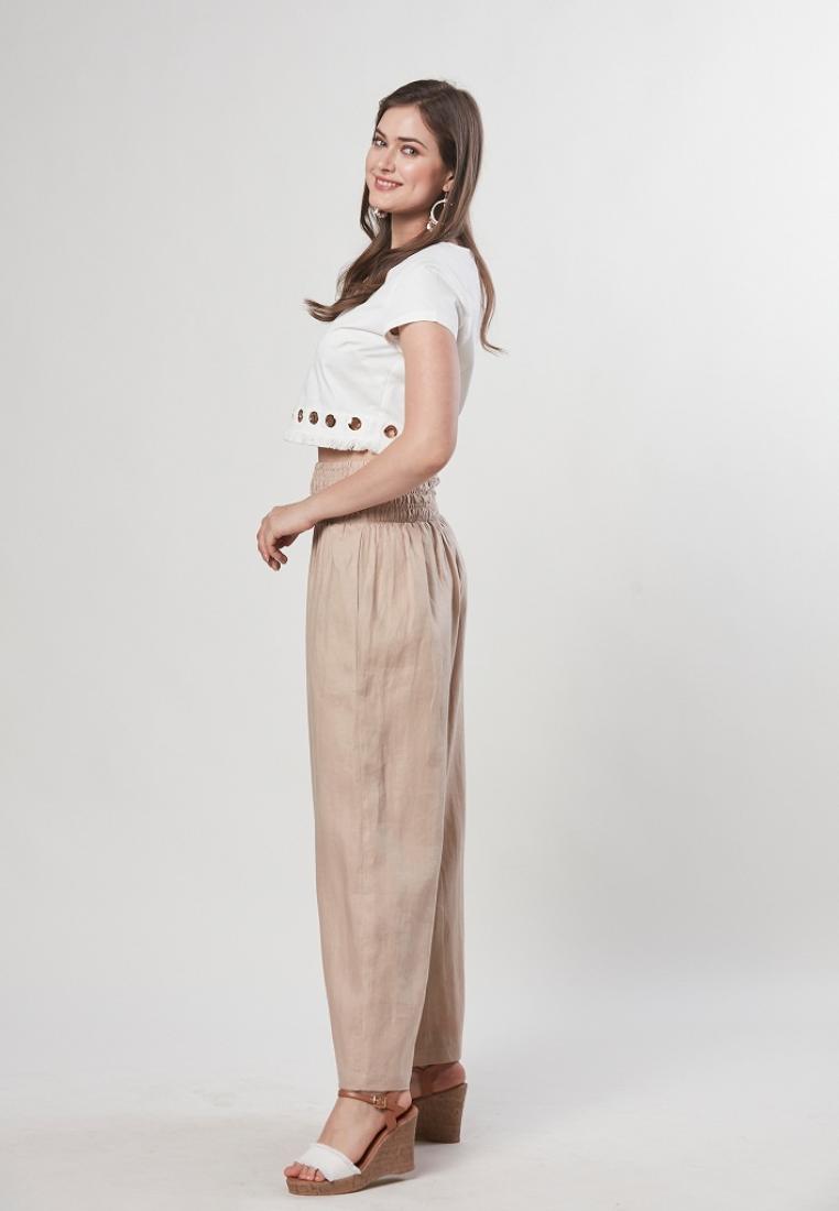 Kay - Pure Linen Pull On Palazzo Pants