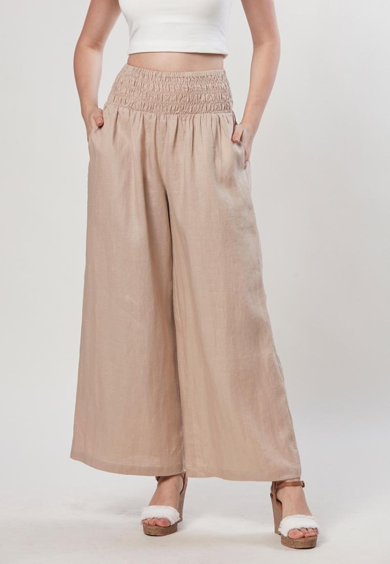 Kay - Pure Linen Pull On Palazzo Pants