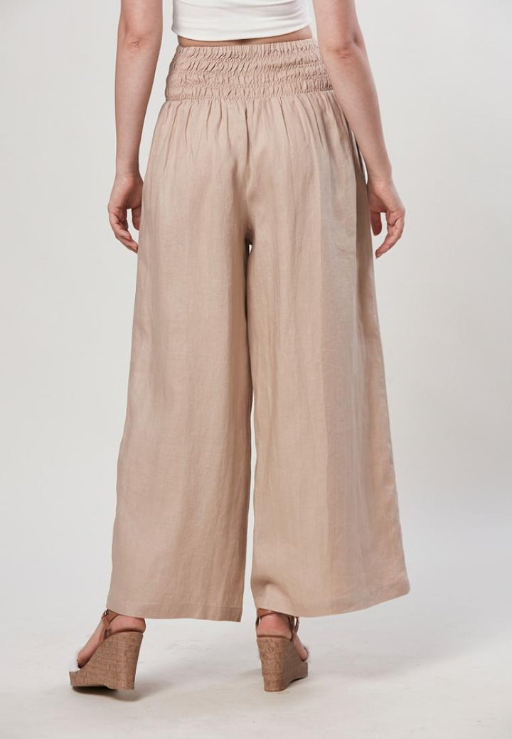 Kay - Pure Linen Pull On Palazzo Pants