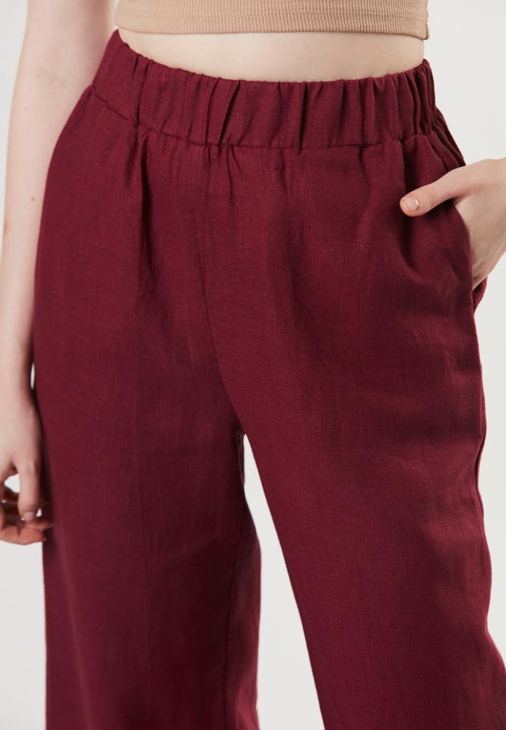 Mia - Pull On Pure Linen Pants