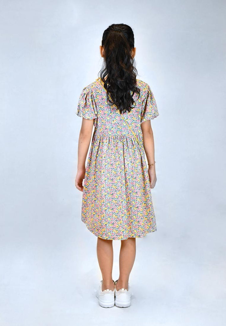 Zoe - Puff Sleeve Allover Printed Dress