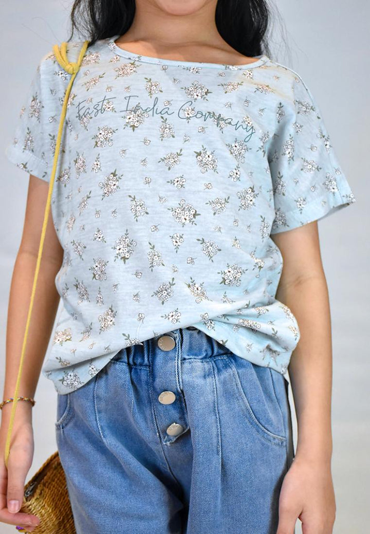 Hallie - Flower Printed Round Neck Tee