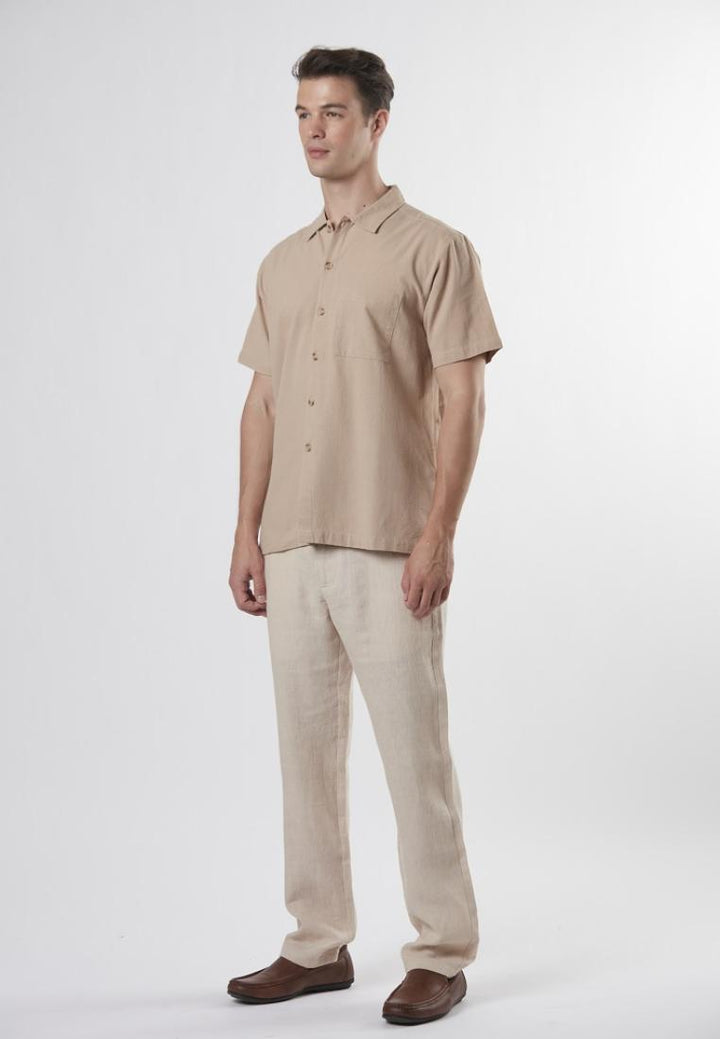 Borden - Relaxed Fit Short Sleeve Textured Button Down Shirt