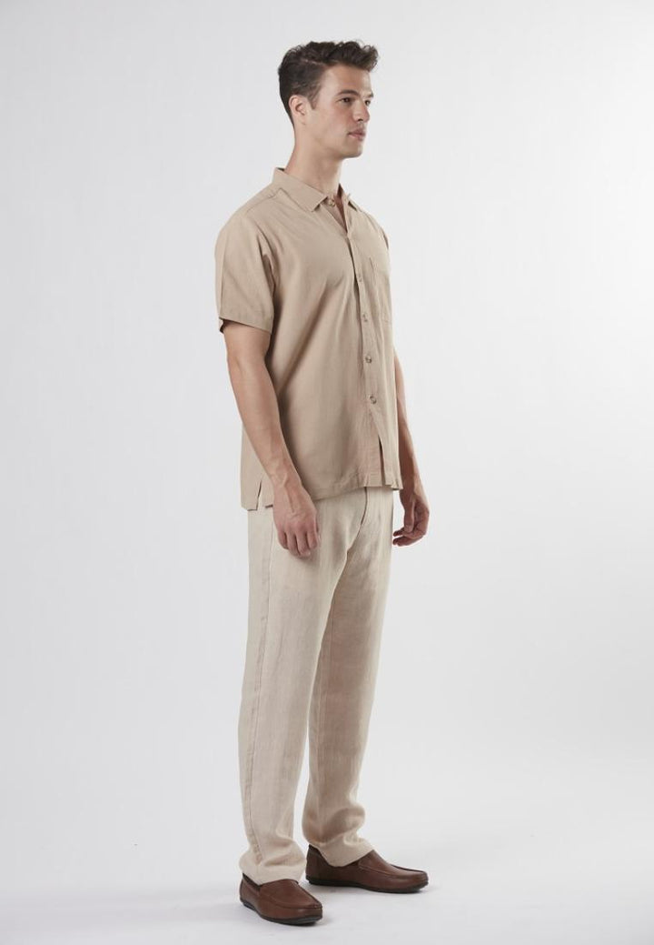 Borden - Relaxed Fit Short Sleeve Textured Button Down Shirt