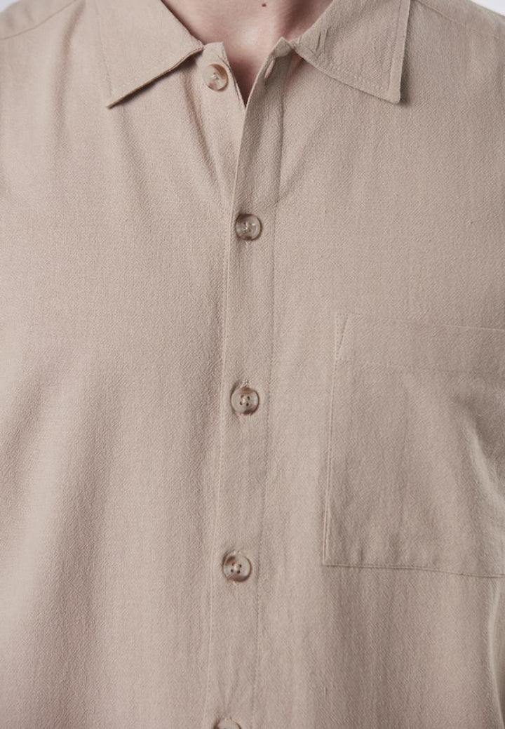 Borden - Relaxed Fit Short Sleeve Textured Button Down Shirt