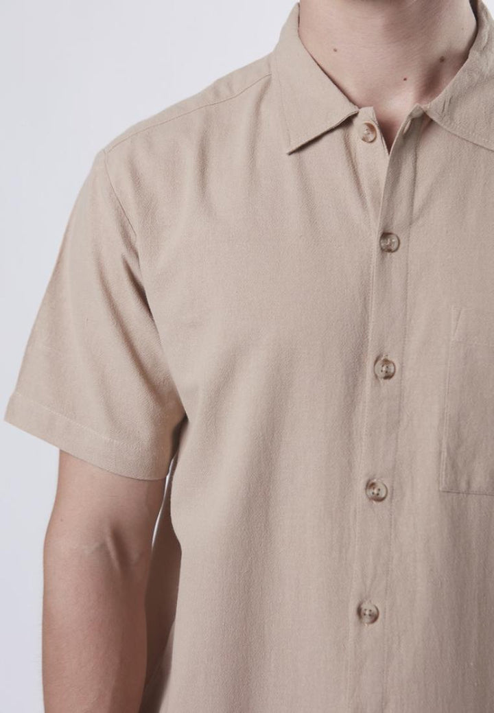 Borden - Relaxed Fit Short Sleeve Textured Button Down Shirt