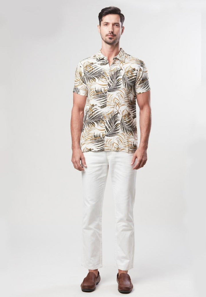 Brandon - Short Sleeve Printed Buttoned Down Shirt