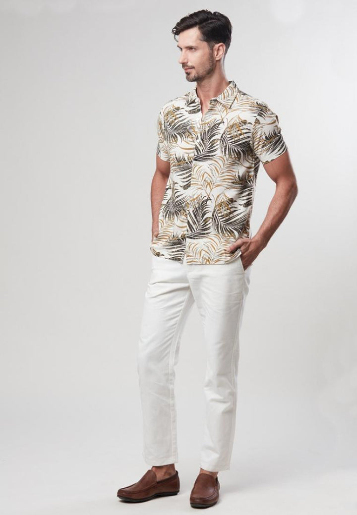 Brandon - Short Sleeve Printed Buttoned Down Shirt