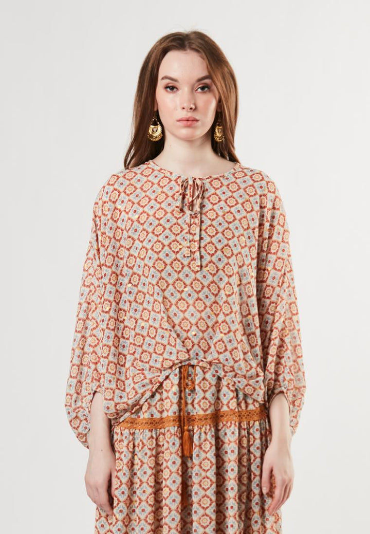 Erin- Printed 3/4 Sleeve Blouse