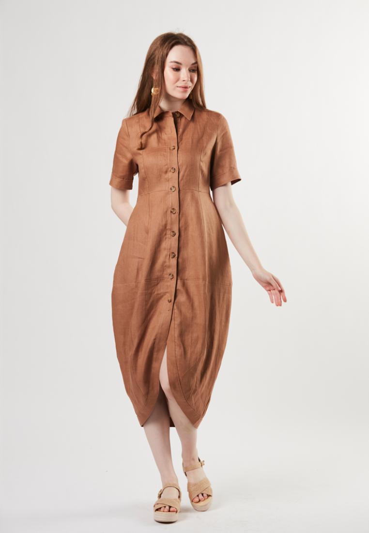 Tyra- Pure Linen Shirt Midi Dress