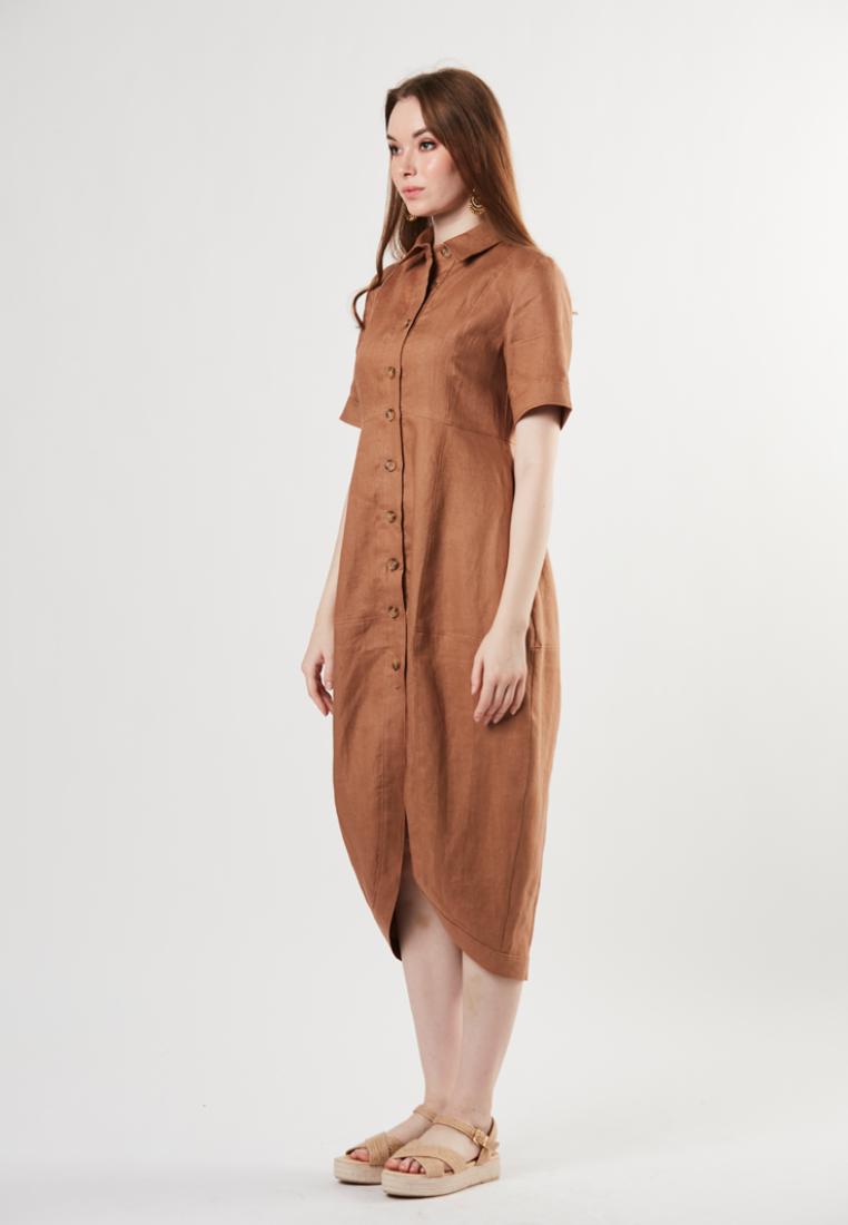 Tyra- Pure Linen Shirt Midi Dress