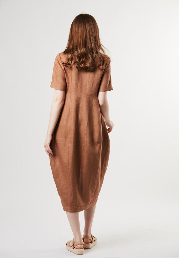 Tyra- Pure Linen Shirt Midi Dress