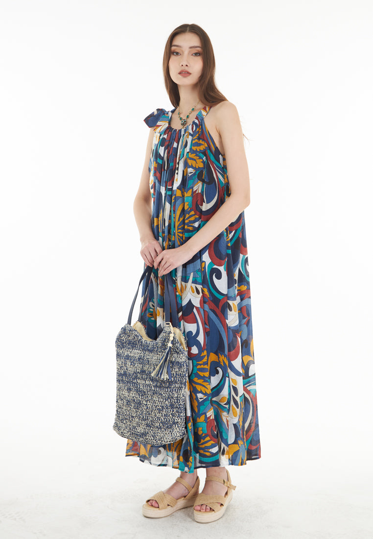 East India Company Agatha - Ties Maxi Dress - Blue