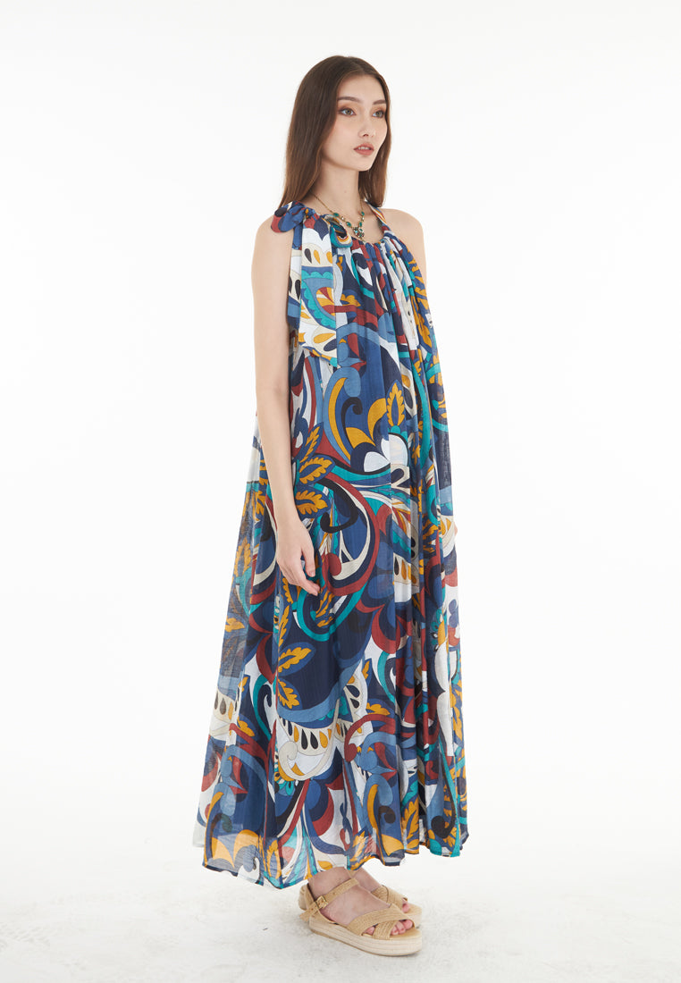 East India Company Agatha - Ties Maxi Dress - Blue