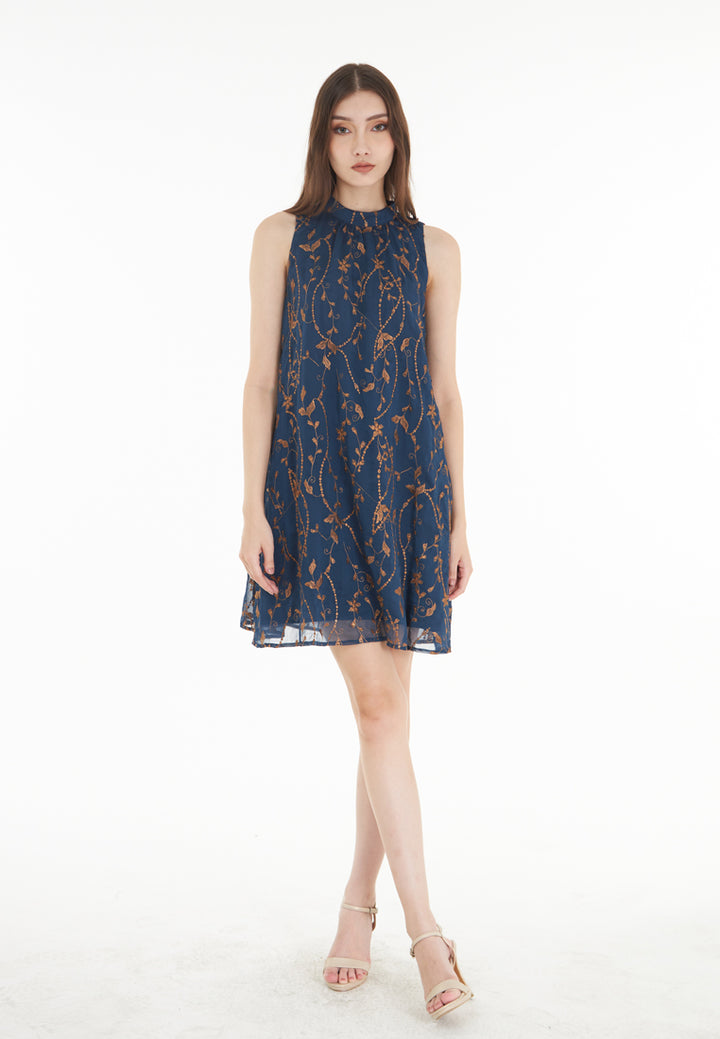 East India Company Amber - Embroidered Short Dress - Blue