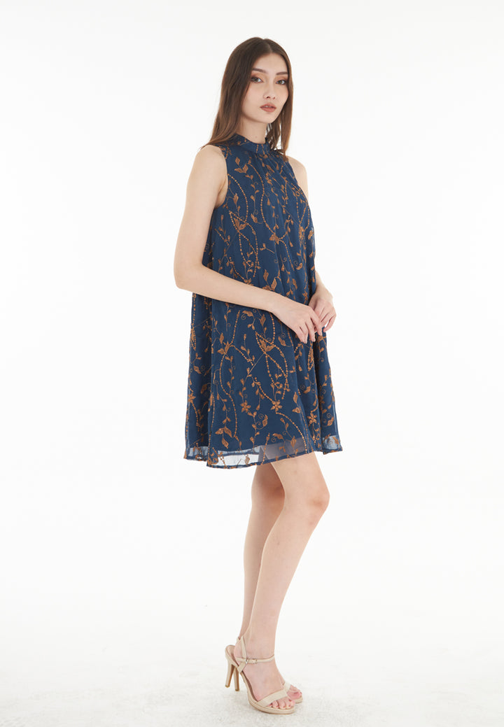 East India Company Amber - Embroidered Short Dress - Blue