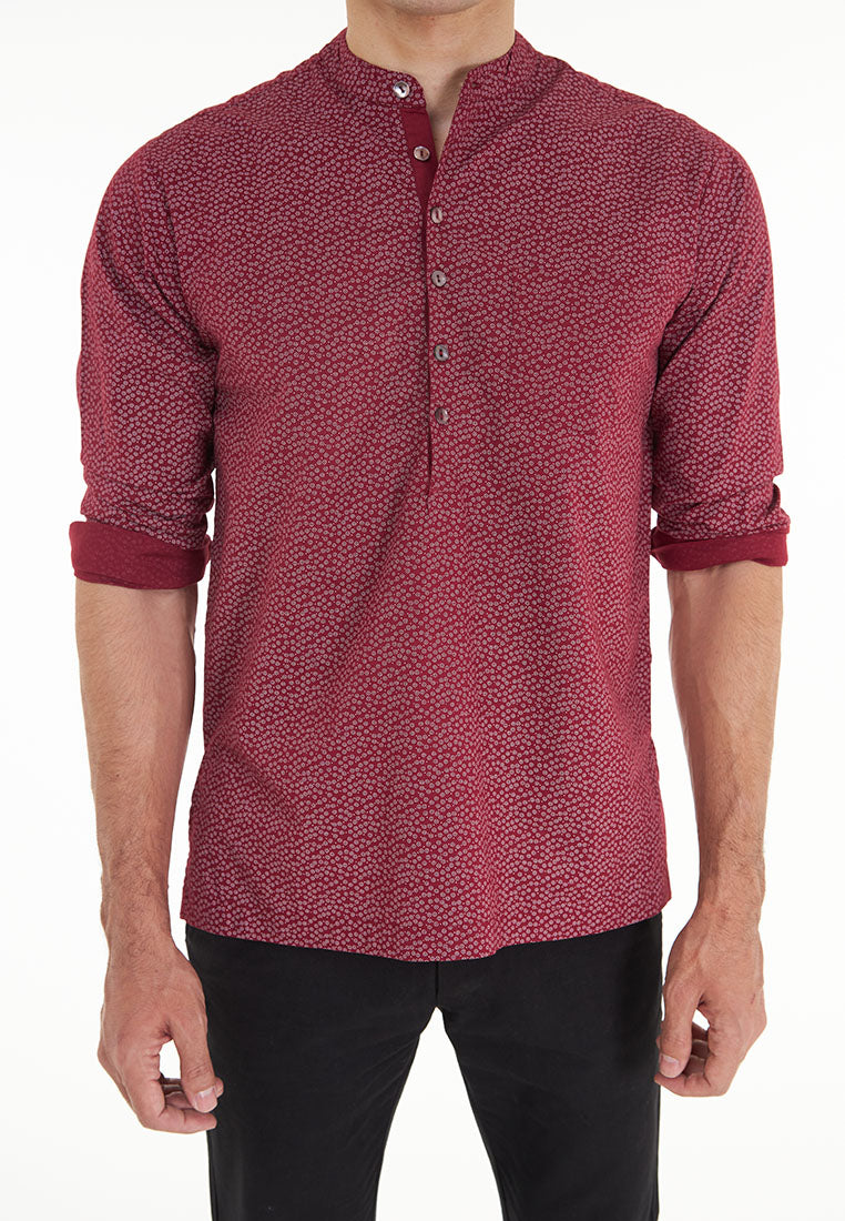 Felix Stand Collar L/Sleeve Printed Shirt