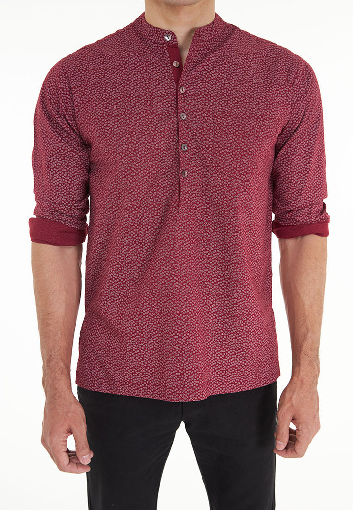 Felix Stand Collar L/Sleeve Printed Shirt