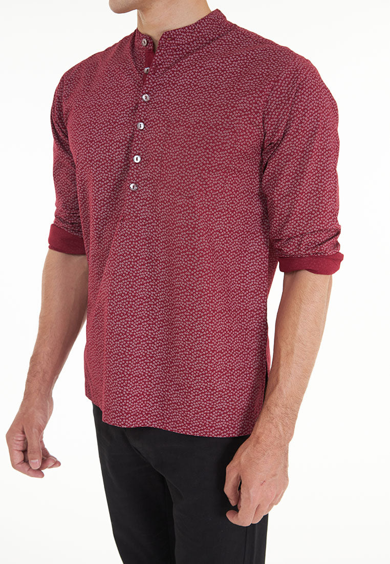 Felix Stand Collar L/Sleeve Printed Shirt