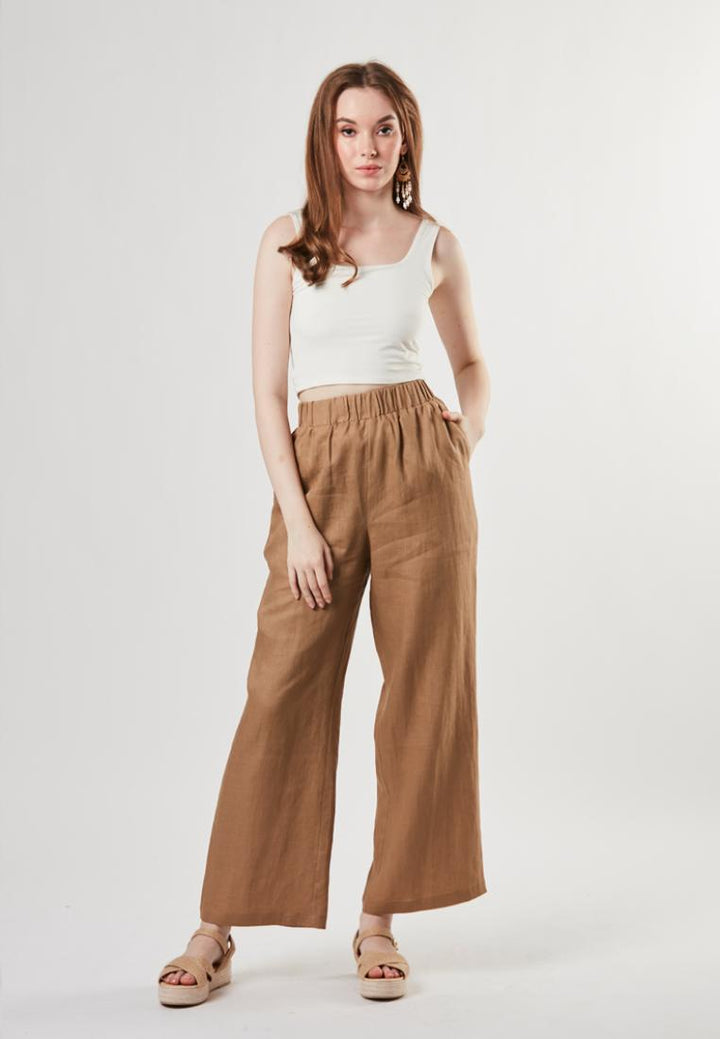 Mia - Pull On Pure Linen Pants