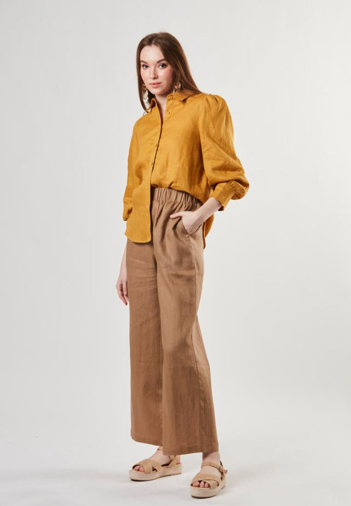 Mia - Pull On Pure Linen Pants