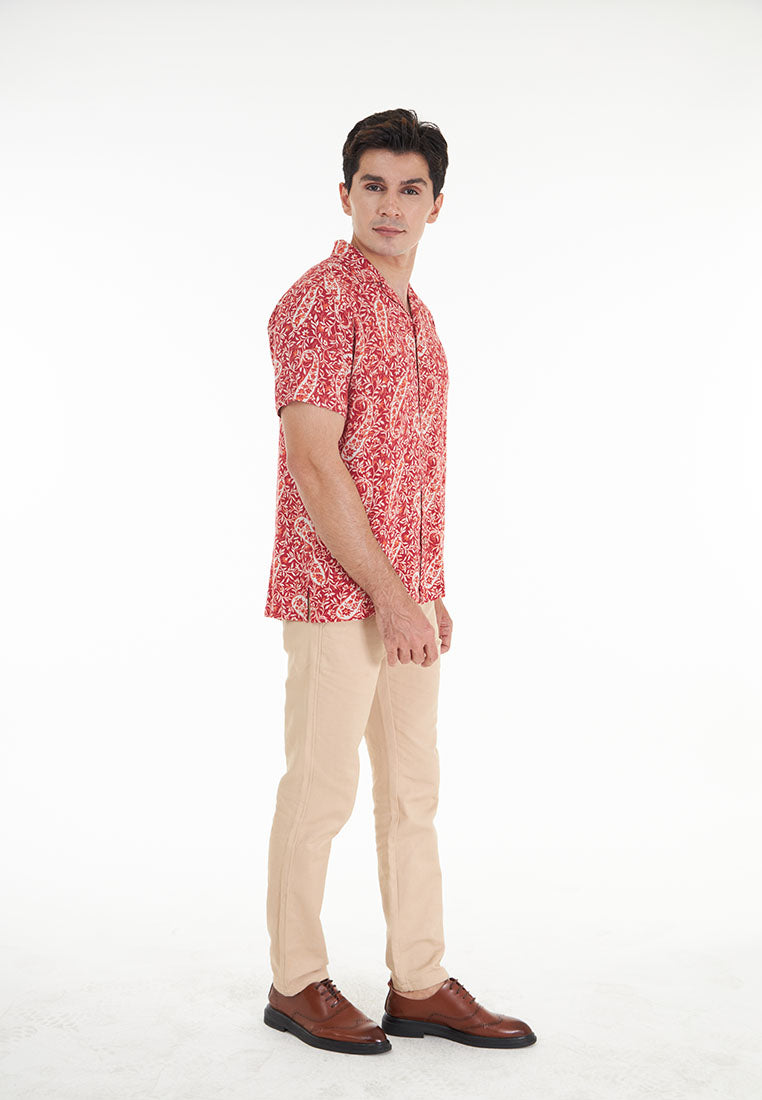 Abram Printed Viscose Open Collar S/Sleeve Shirt