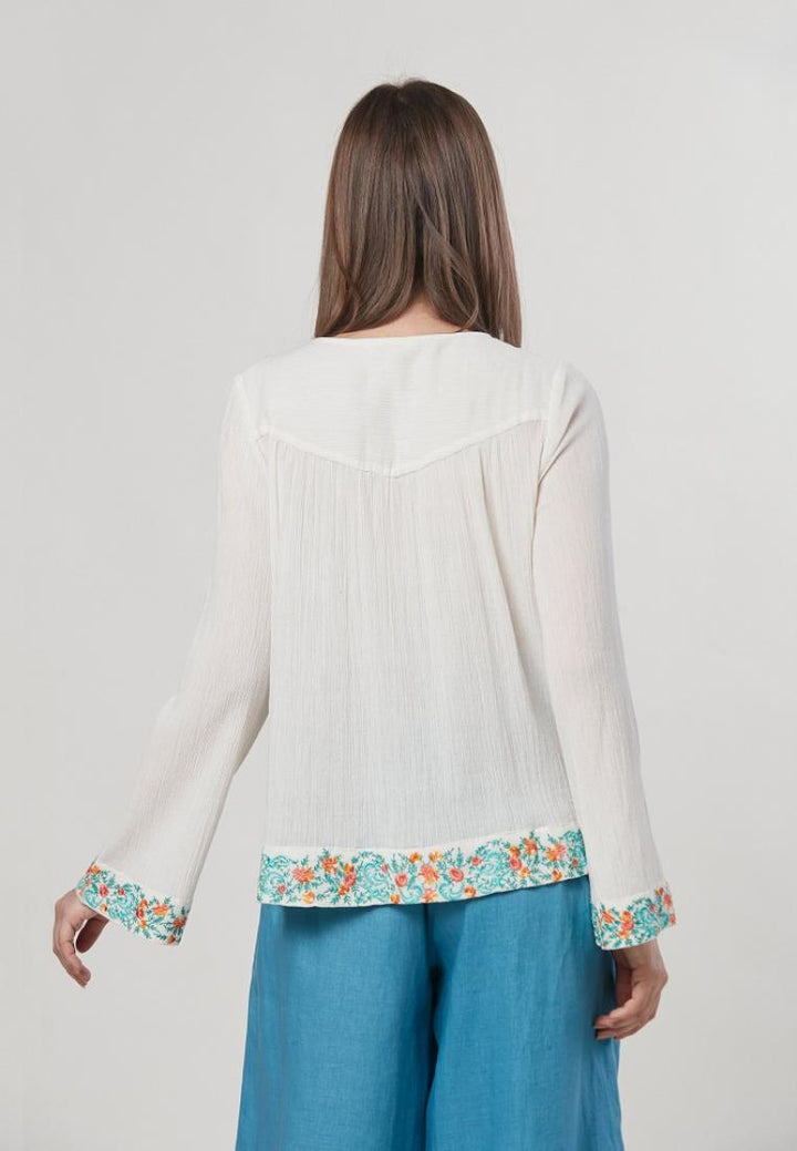 Adele' - Embroidered Yoke Blouse