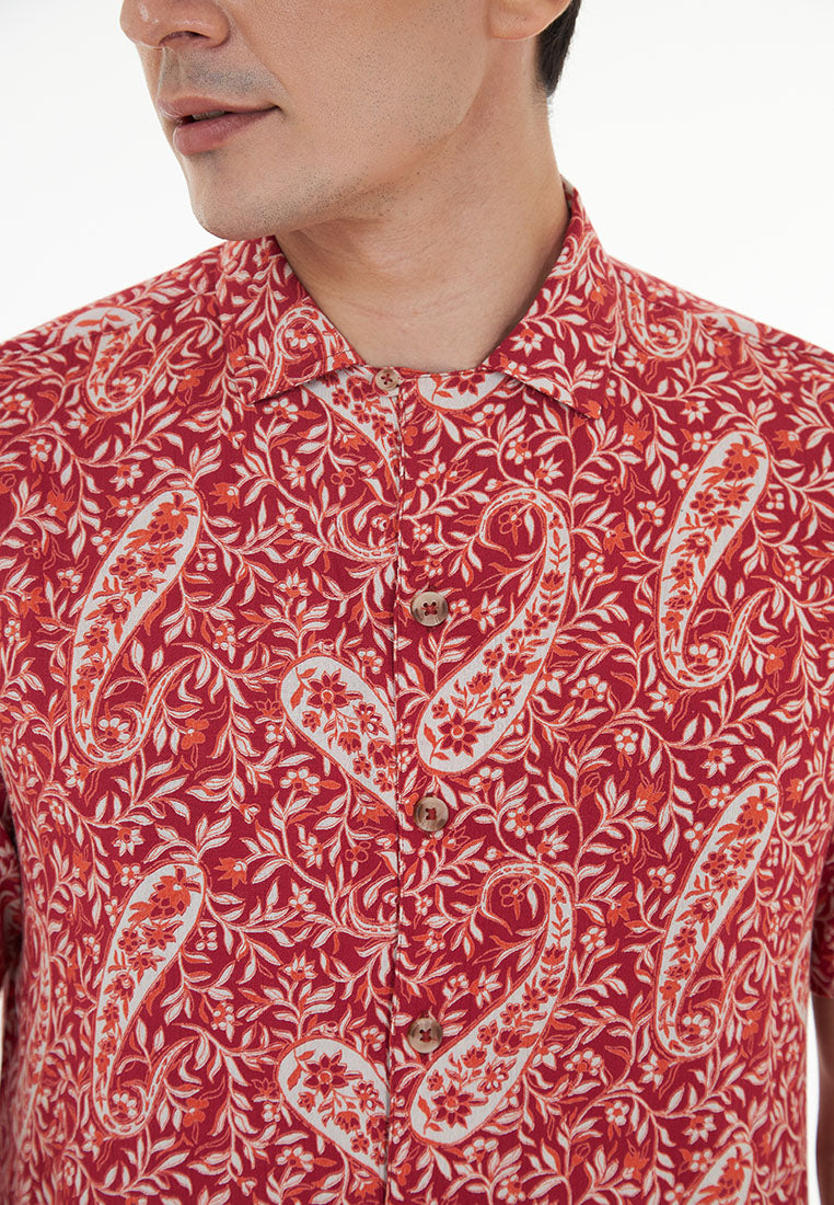 Abram Printed Viscose Open Collar S/Sleeve Shirt