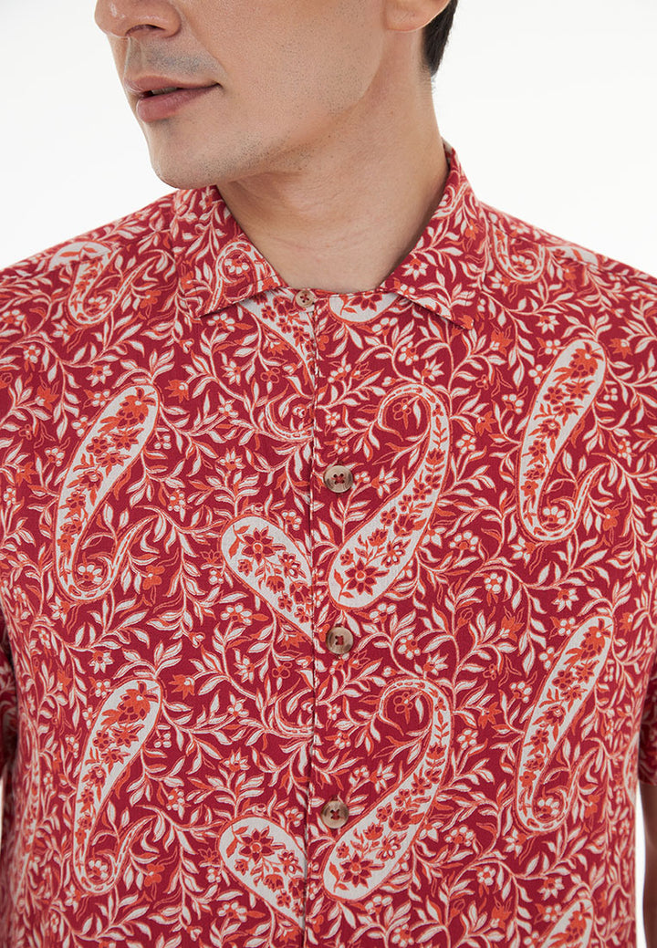 Abram Printed Viscose Open Collar S/Sleeve Shirt