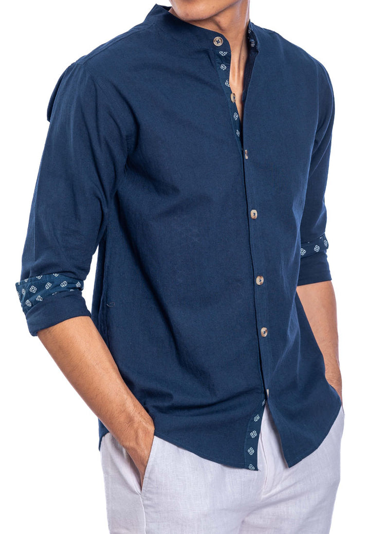 Charan Stand Collar L/Sleeve Shirt