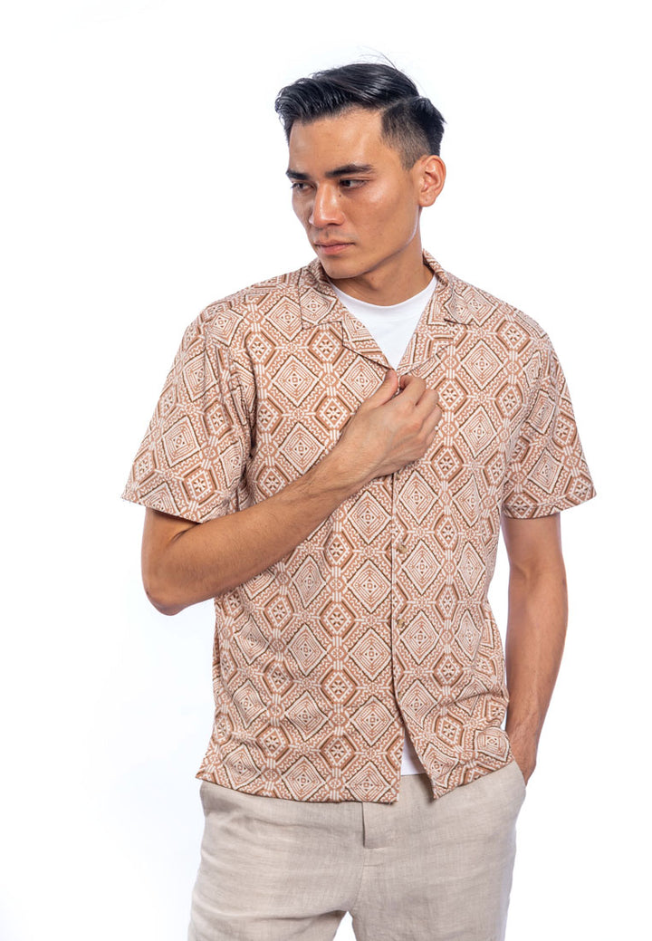 Faris S/Sleeve Cuban Collar Printed Shirt