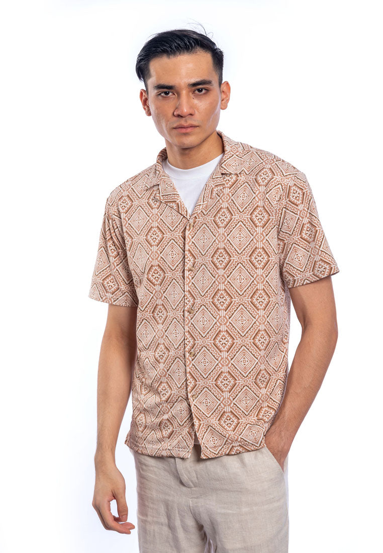 Faris S/Sleeve Cuban Collar Printed Shirt