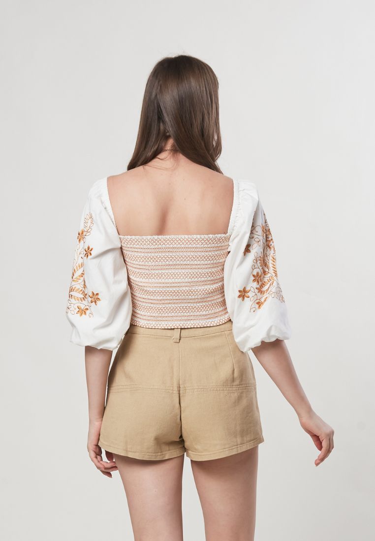 Vera- Cotton Twill Hot Pants - Khaki