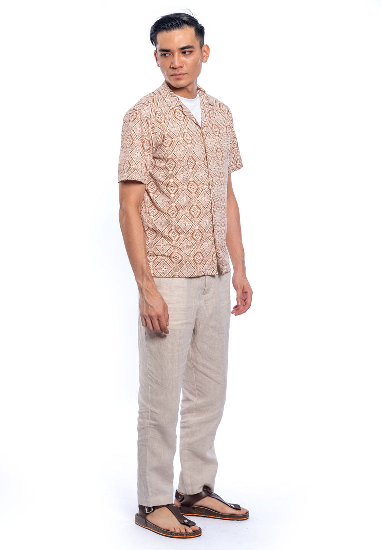 Faris S/Sleeve Cuban Collar Printed Shirt