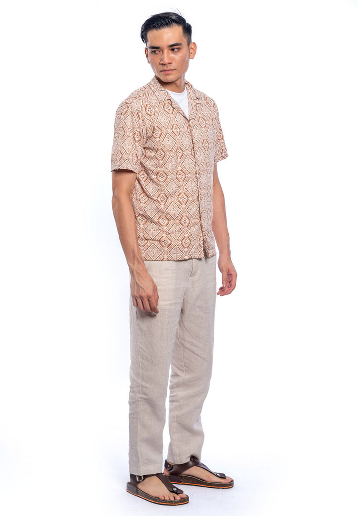 Faris S/Sleeve Cuban Collar Printed Shirt