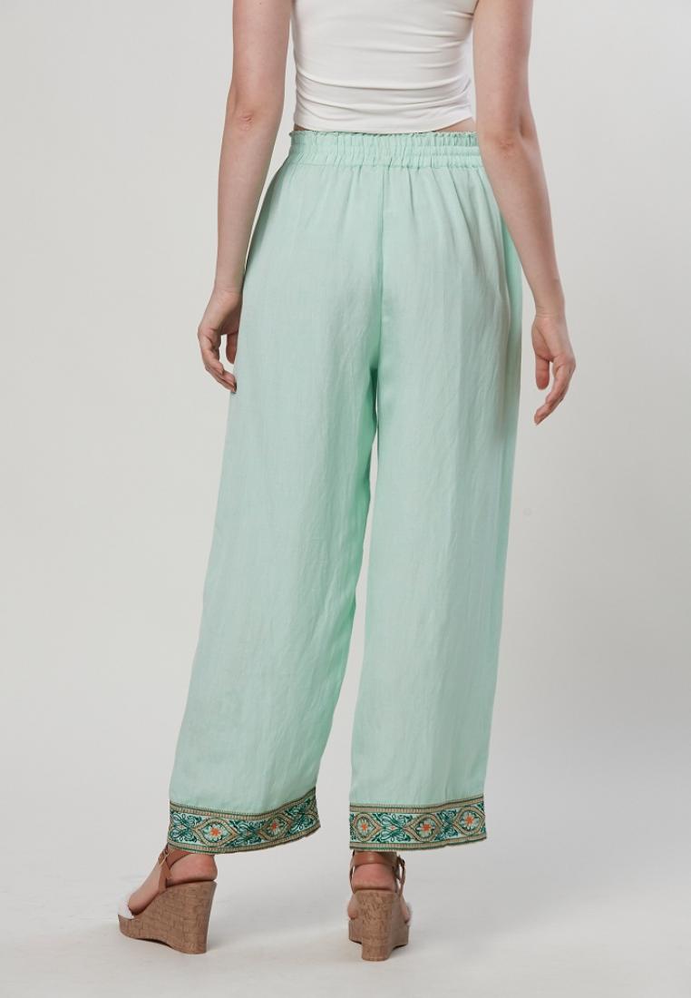 Olivia - Embroidered Wide Leg Linen Pants